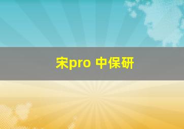 宋pro 中保研